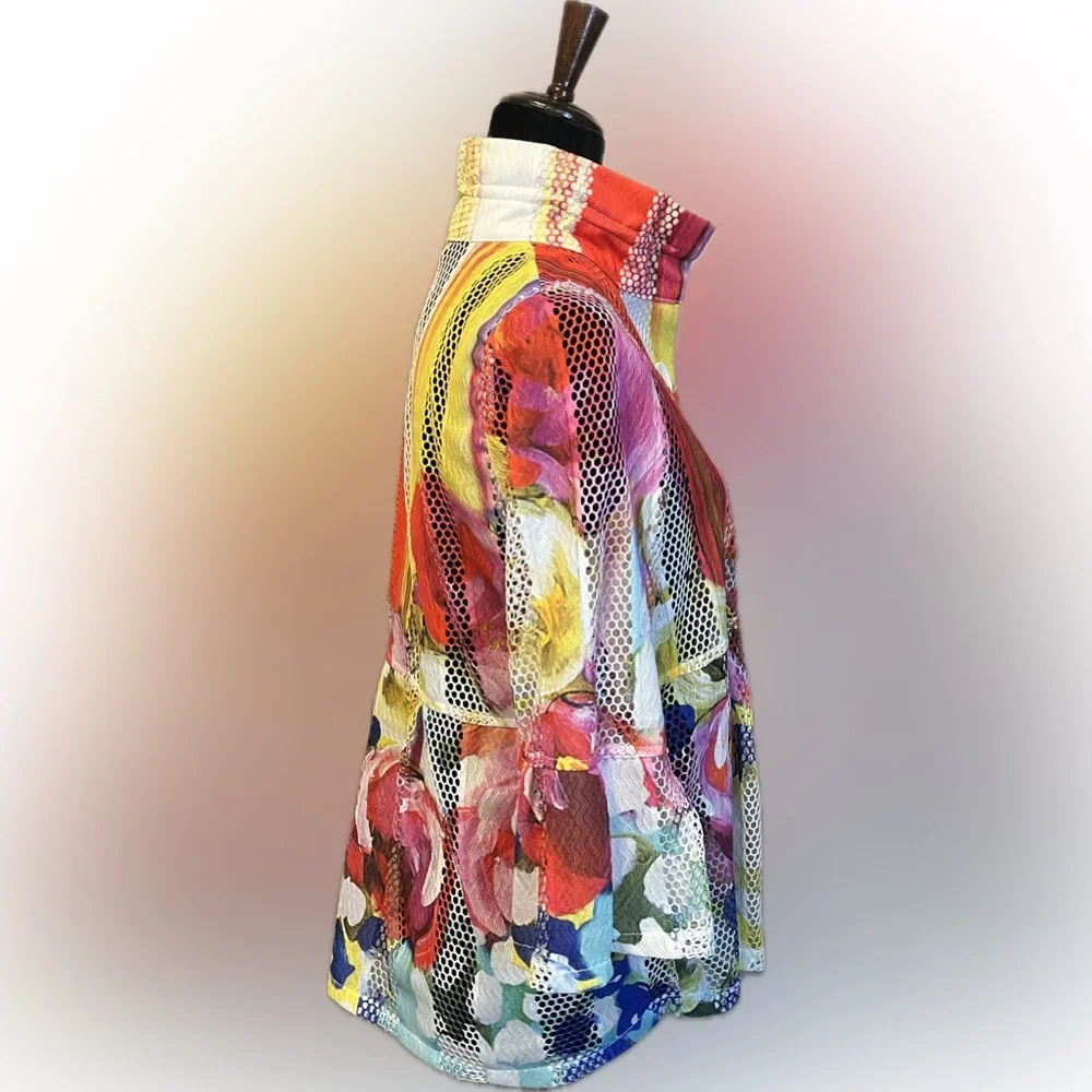 Damee Textured Printed Mesh Blouse Jacket size S - Picture 5 of 16